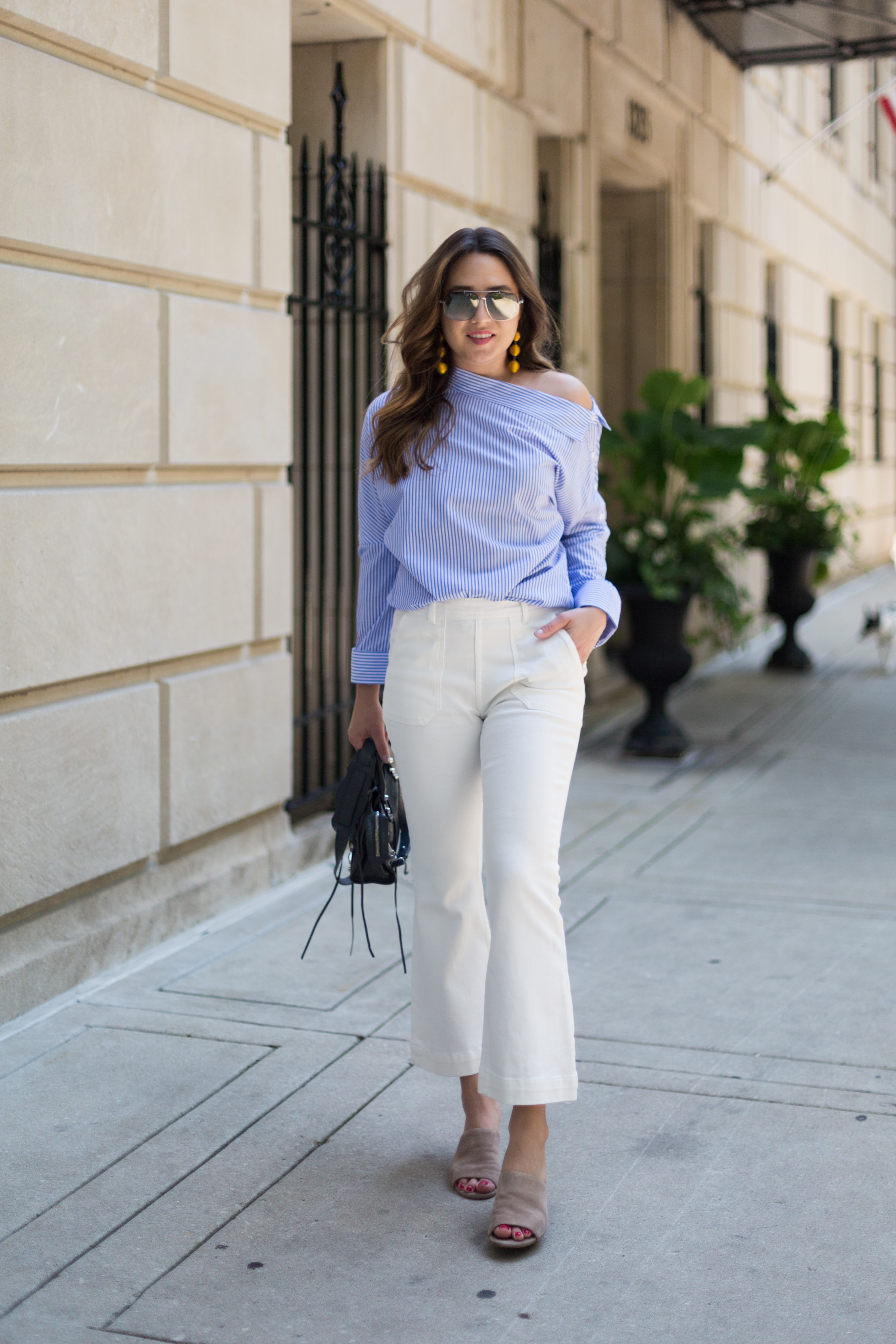 who-what-wear-striped-top-target-white-bell-bottom-jeans