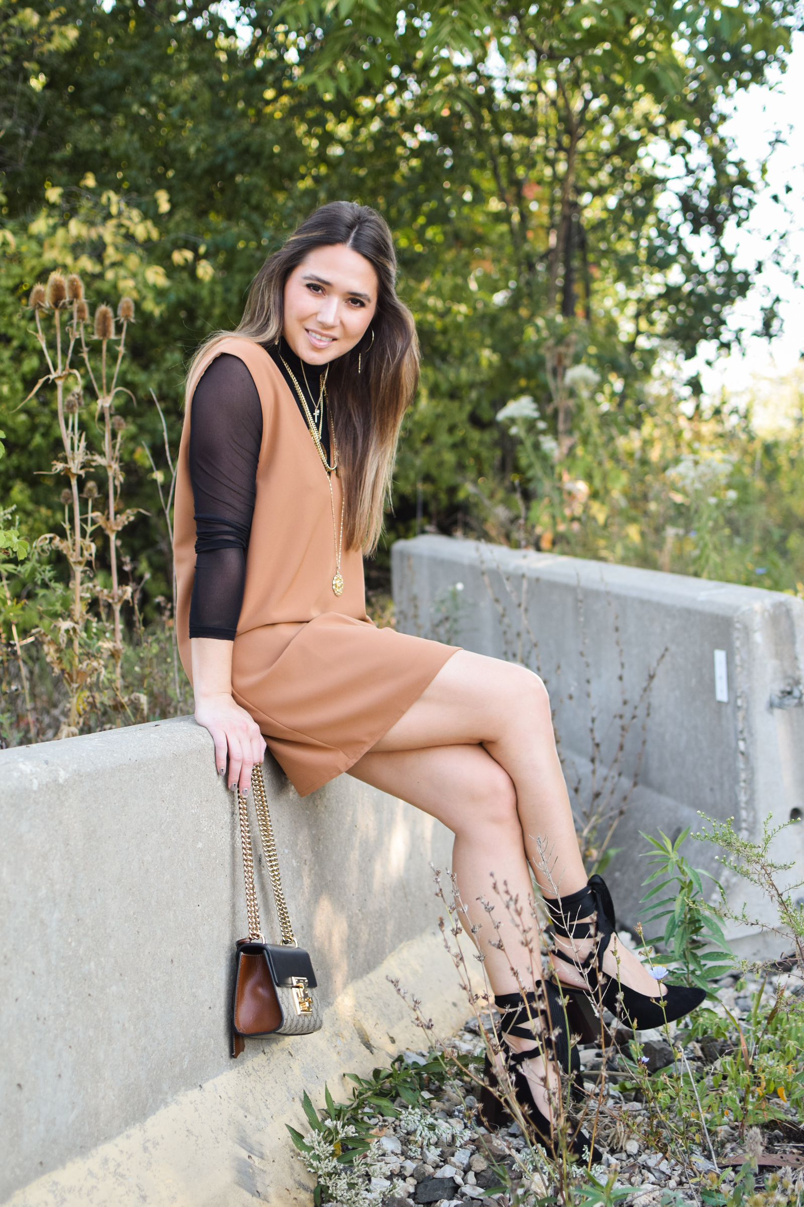 tobi-camel-shift-dress-fall-outfit-cute-style-sexy-professional-chloe-lace-up-heels