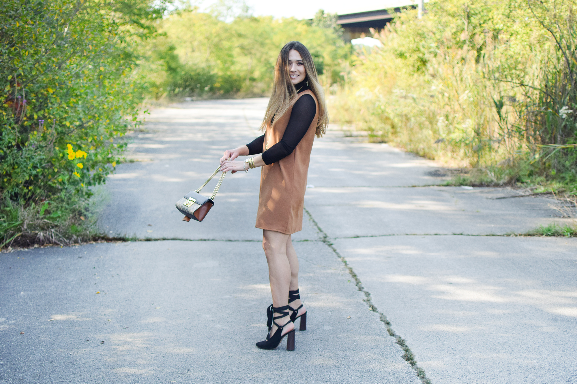 tobi-camel-shift-dress-fall-outfit-cute-style-sexy-professional-chloe-lace-up-heels