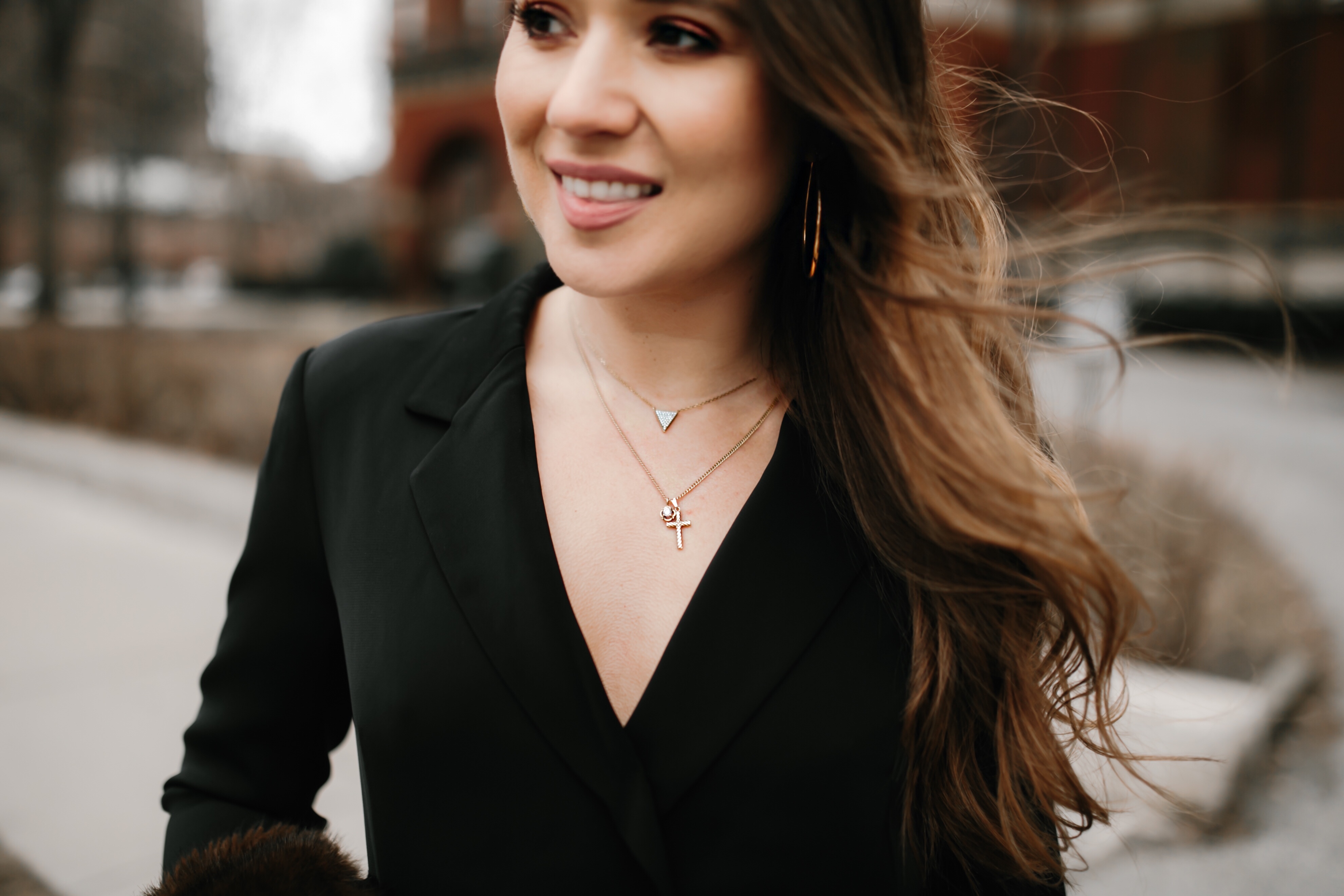 layered-gold-necklaces-cross-diamond-hoops-necklace-inspo