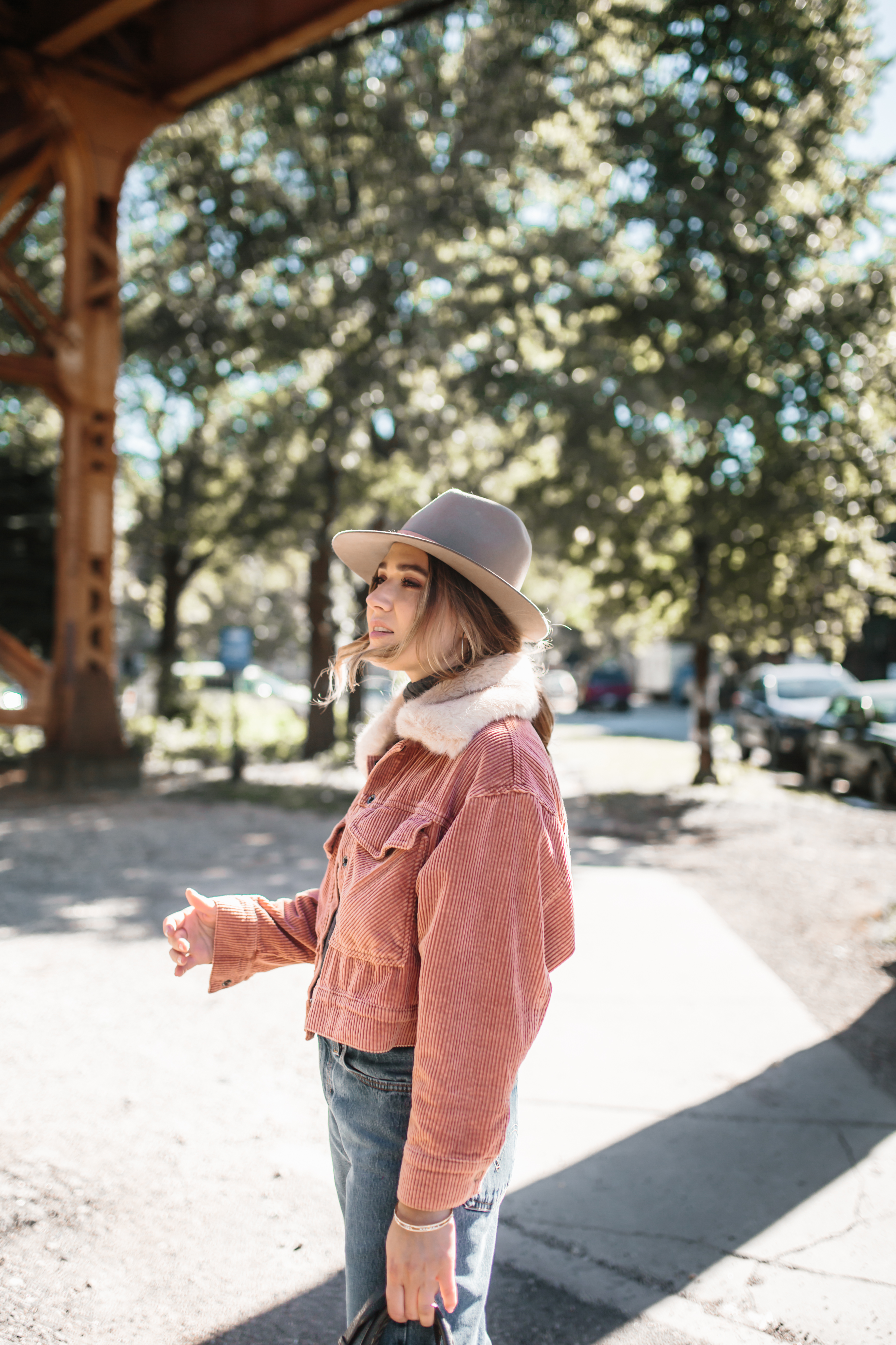 blush-courderoy-bomber-white-booties-fall-hat-denim-outfit-inspo