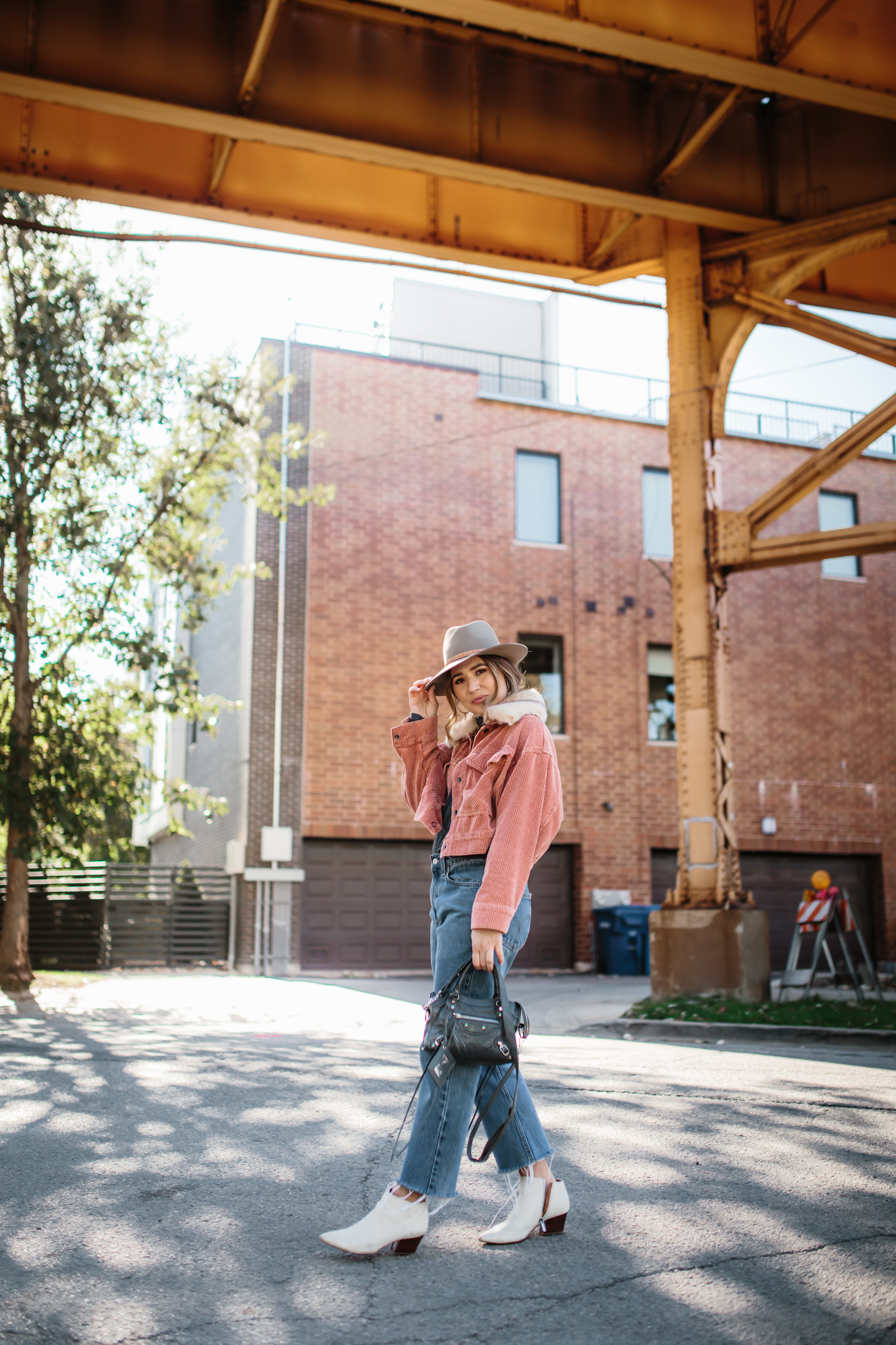 blush-courderoy-bomber-white-booties-fall-hat-denim-outfit-inspo