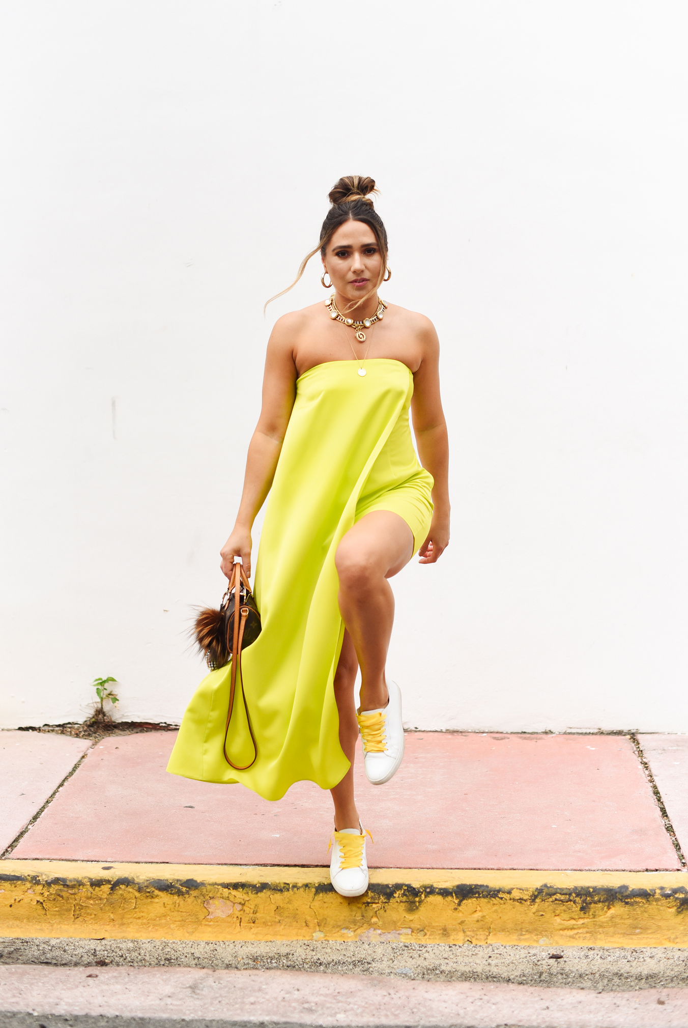 neon-green-dress-trend-sneakers-bright-laces-miami-swim-week-street-style-look