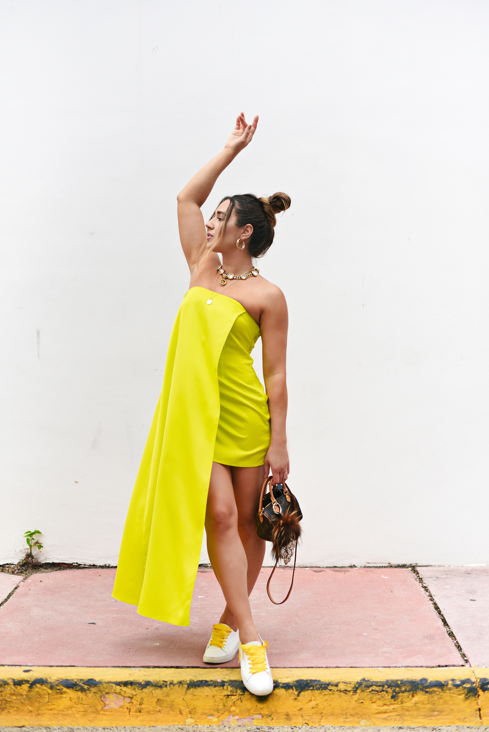 neon-green-dress-trend-sneakers-bright-laces-miami-swim-week-street-style-look