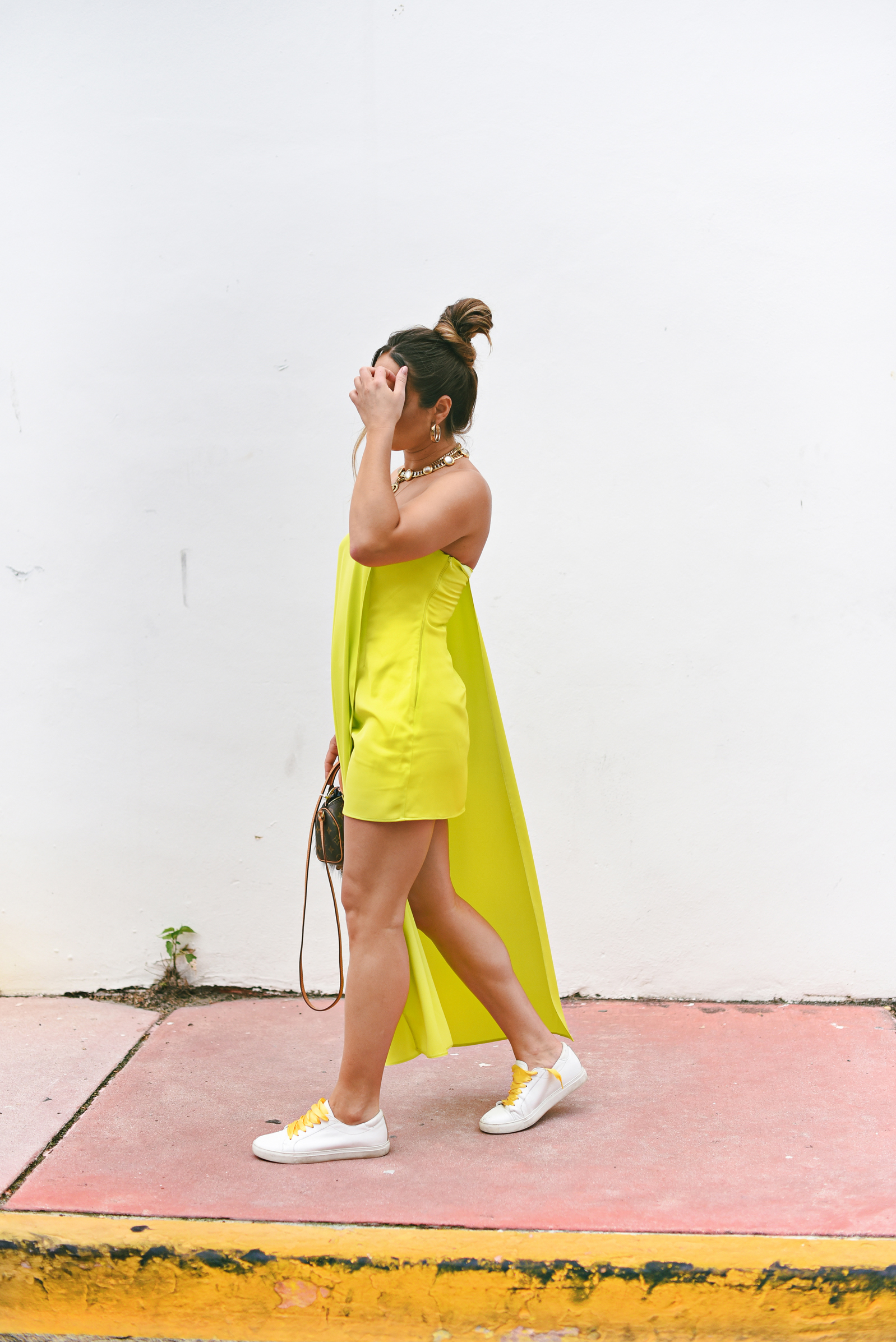 neon-green-dress-trend-sneakers-bright-laces-miami-swim-week-street-style-look