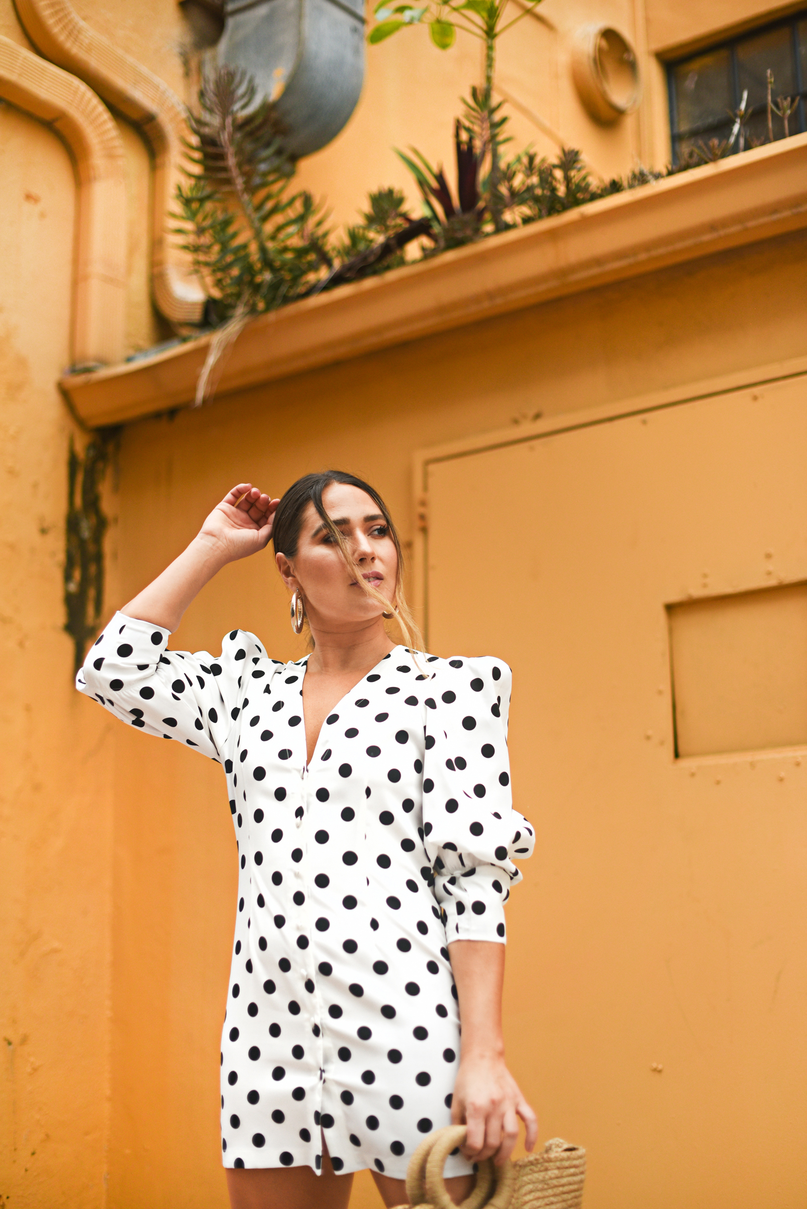 polka-dot-mini-dress-colorful-sandals-miami-street-style-look