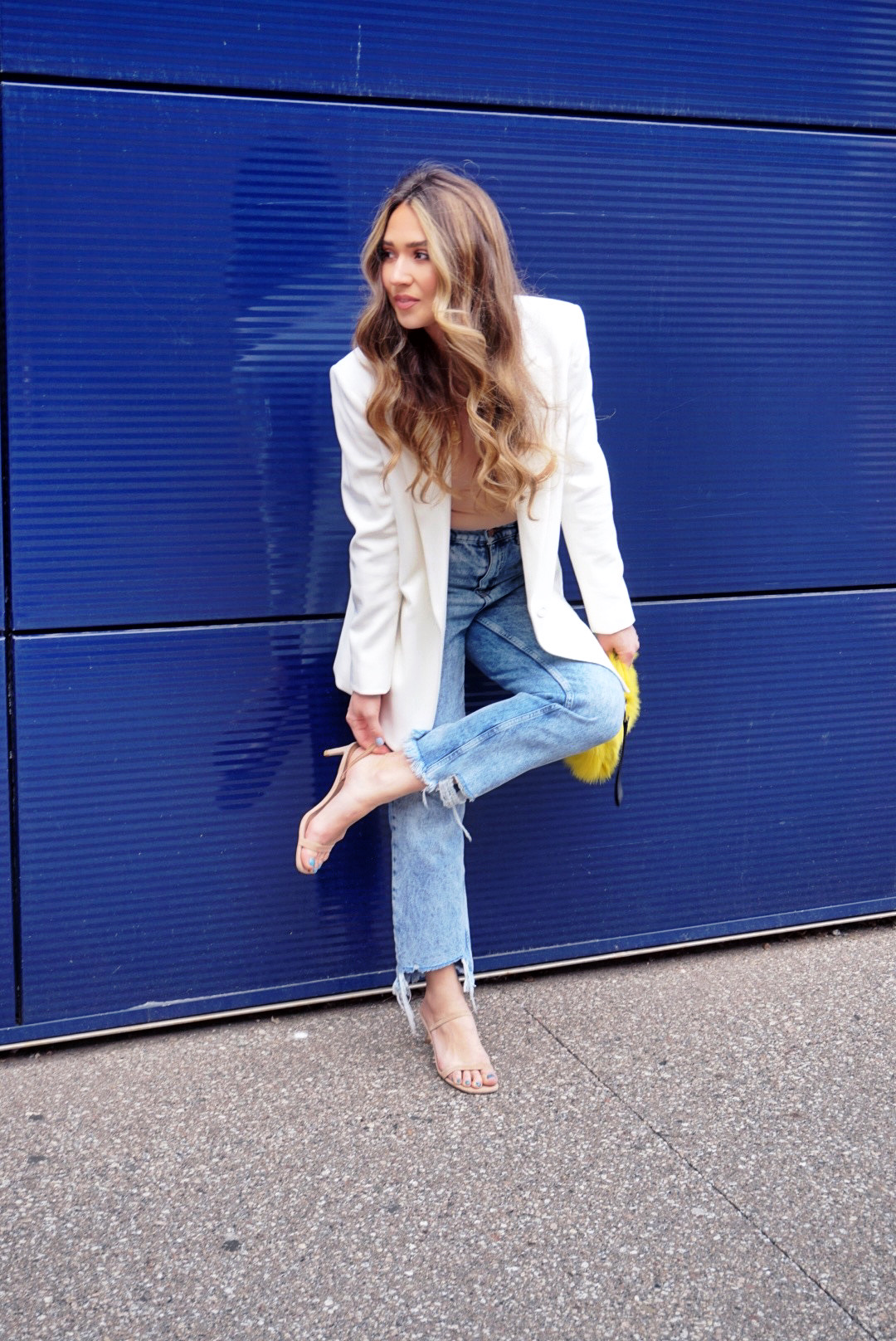 white-blazer-jean-shorts-light-wash-jeans-outfit-2-ways-to-style-cute-outfit-inspo
