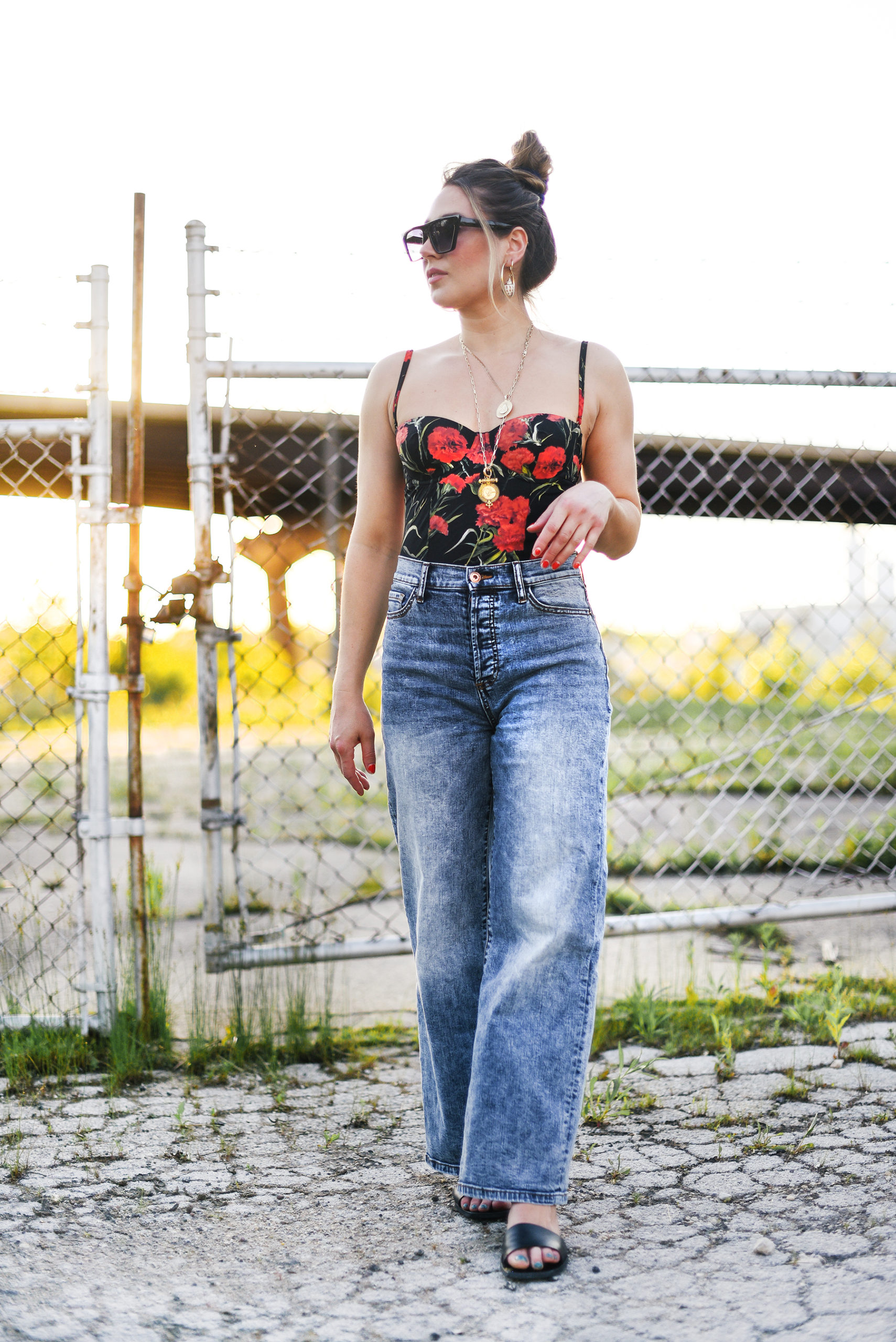 dolce-gabbana-swimsuit-styled-as-bodysuit-with-jeans-outfit-girl-street-style-summer-fashion-outfit-idea